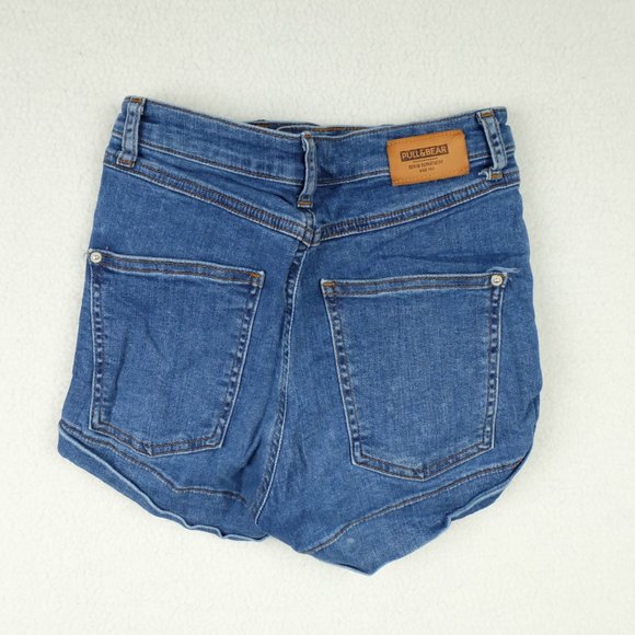 Pull and Bear Womens Short Shorts 0 Denim Classic Retro Summer Casual Stretch - Picture 4 of 10